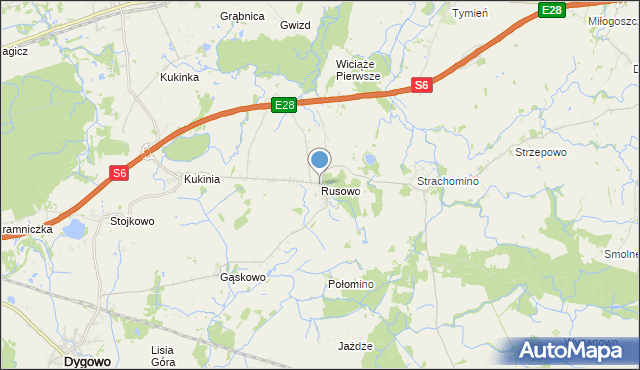 mapa Rusowo, Rusowo na mapie Targeo